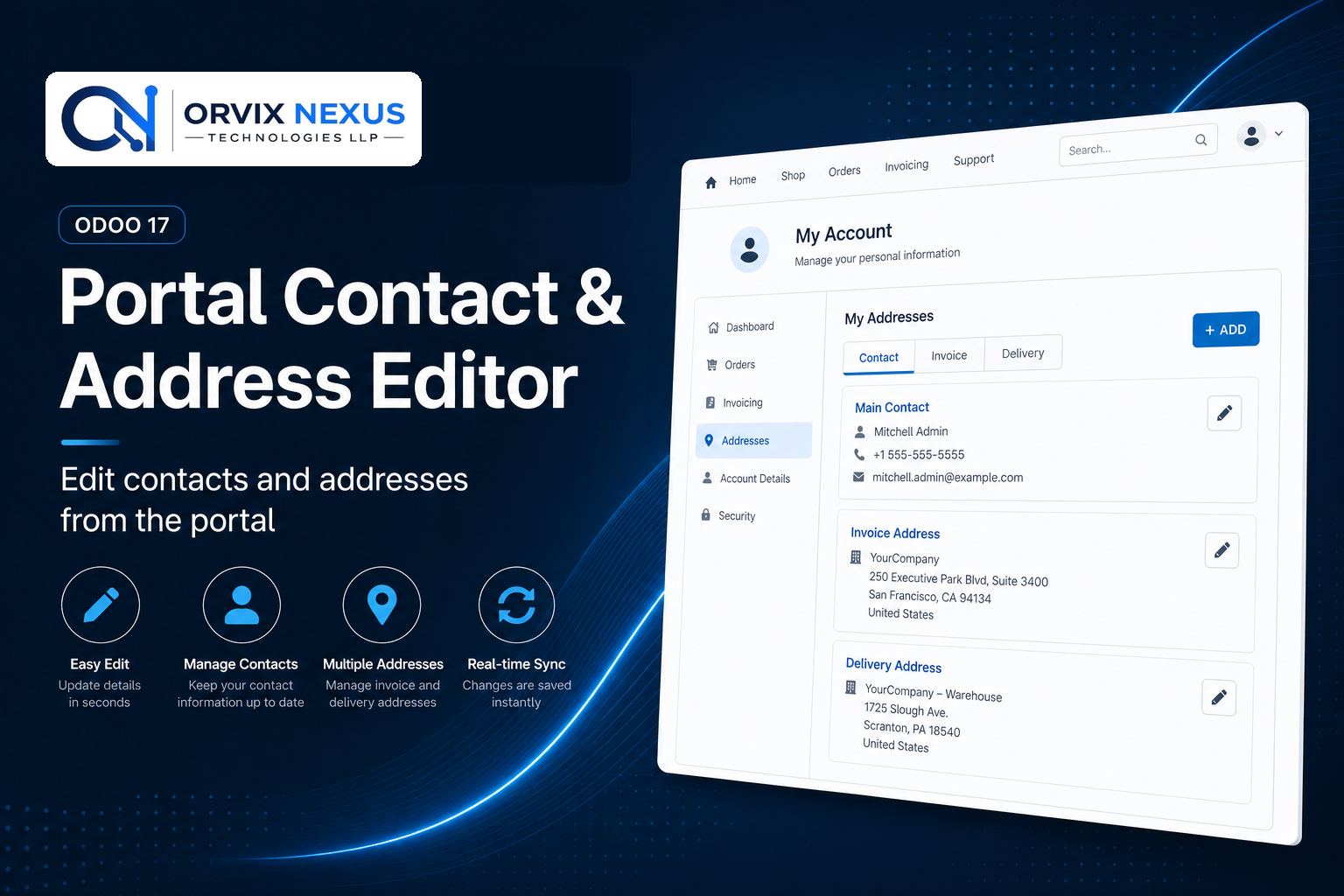 Portal Contact & Address Editor for Odoo 17